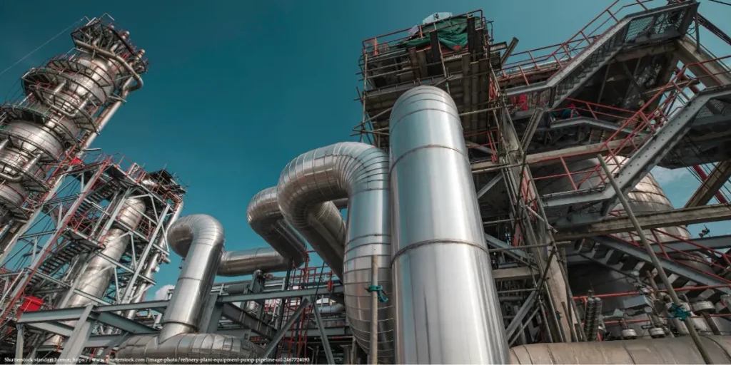 Industrial gas processing plant with large pipelines and towers representing the Power of Siberia 2 project.